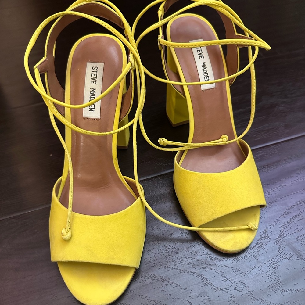 Steve Madden Bright Yellow Lace-Up Heels